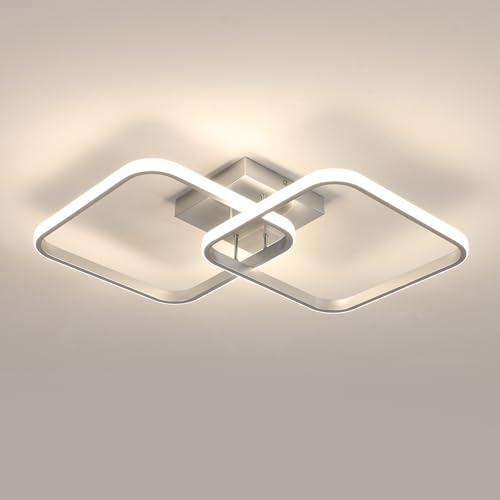 Toolight 42W 4725LM Plafon LED Techo Moderno, Lamparas de Techo Salon Cuadrado Luz Natural 4500K, Luz de Techo Acrílico 64cm para Salón Dormitorio Cocina Pasillo, Plateado