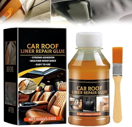 100g Colla per Cielo Auto, Colla per Tetto Auto, colla per Tappezzeria auto, collas per Tessuti autos, Adatto per Tessuto, Tetto, Legno, Gommapiuma, Pelle