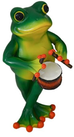 Scultura da rana da giardino - statua della rana decorativa, figurina in resina esterna | Ornamento del rana di cemento per cortile e stagno, accento per sculture di rana resistenti alle intempe