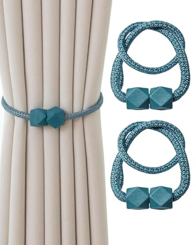 JUKOTA 2 Pezzi Fermatenda Magnetici,Calamite per Tende,Supporto per Tende Magnetico,Fibbia per Tenda Fissa,Clip per Tenda Sono Utilizzate per Decorazione Hotel,Case,Uffici(Grigio-Blu)