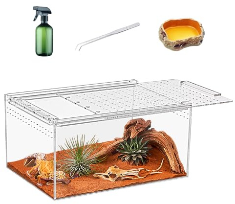 Reptile Terrarium kit,12*7*6 Reptile Breeding Box, Magnetic Acrylic Enclosure，for Tarantula，Hermit Crab，Jumping Spider，Iguana，Leopard Gecko，Bearded Dragon, Insect,Scorpions.(30 * 18 * 15 cm）