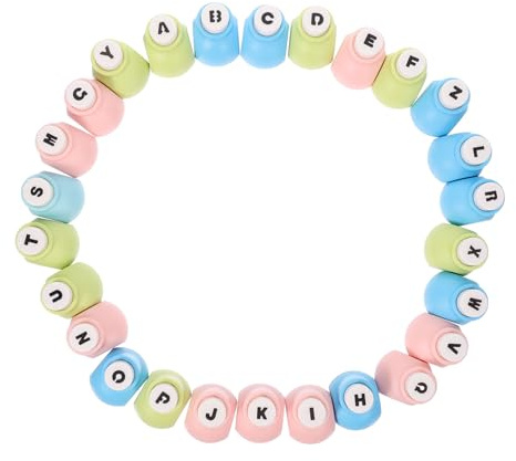HOODANCOS Perforadora de Cartas y Formas de Perforadoras de Papel para Manualidades, 26 Letras Alfabeto, Color Metálico y Plástico, Juego Versátil para Bricolaje Creativo en Papel, Tela
