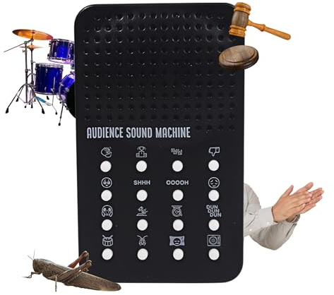 Audience Sound Machine with 16 Cheers, Boos, Applause, Cheering, Cricket Noises, Rim Shot, Record Scratch - Portable Electronic Audience Themed Sound Maker for Kids with 16 Effects - Practical Joke