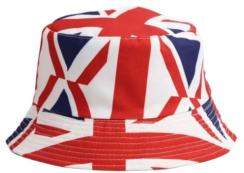 KASLCWA Chapeau Melon Union Jack, Chapeau Réversible Union Jackbowler, Double Face Chapeaus de Soleil pour Femmes Filles, pour Les Célébrations Nationales et Les Fêtes Intérieures et Extérieures