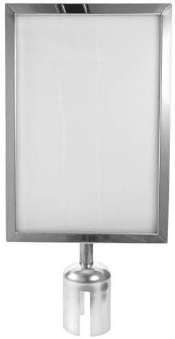 STOBAZA Stainless Steel Vertical A4 Sign Holder for Retractable Belt Stanchion with Robust Frame for Crowd Control in Airports and Restaurant Queues