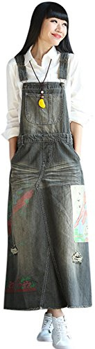 Youlee Femmes Imprimé Salopette Robe en jean