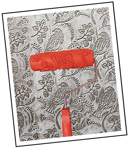 P Prettyia Patterned Paint Roller Brush Ragging Embossed Style Wall Decoration Tools Home Repair Mud Construction Tool Wall Art, EG343T_Bird