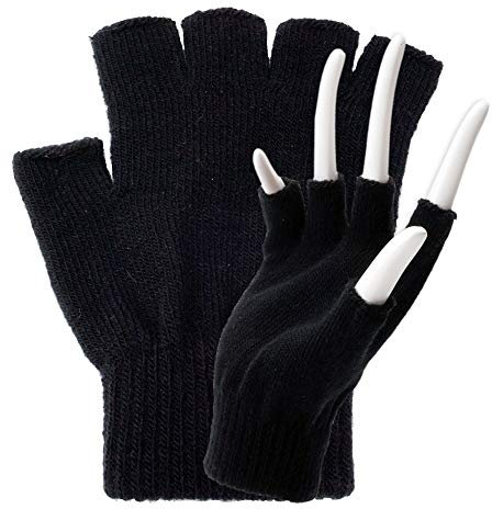 Roomando fingerlösa handskar onesize stickade handskar vintervaror fingerfria (svart), svart