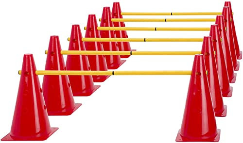 smartpeas 18-Teilges Steckhürdenset 45Cm In Rot Für Koordinationstraining – Agility Hürden – Cavaletti – Hindernisse Für Kinder, Hunde, Pferde +Plus: Tasche & Frisbee
