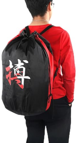 Voluxe Sporttasche, Großes Fassungsvermögen, Kordelzug, Oxford-Gewebe, Schwarz, Ca. 52 * 43 cm / 20,5 * 16,9 Zoll, Kampfsport