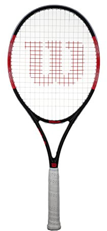 wilson Federer Elite 105 Raquette de tennis pour adultes (disponible en tailles de grip 1 à 4) (grip 3 (4 3/8), noir, rouge, blanc, taille unique