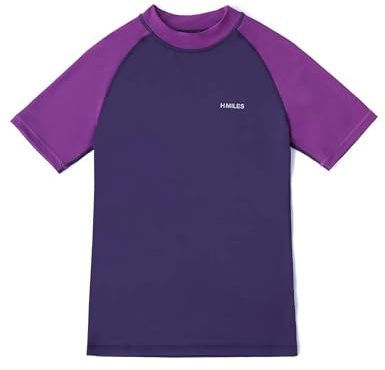HMILES Womens UPF Short-Sleeve Rashguards - Female Rash Vest Quickdrying Surfing Shirt UV Rash Guard Breathable T-Shirt Raglan Sleeve Swim Tee Beach Base Layer Wet Water Sport Top Purple 12