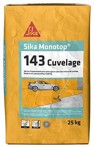 SIKA - Malta impermeabilizzante per lavori di rivestimento - Sika Monotop 143 Cuvelage - Impermeabile - Facile da applicare - Protegge i lavori dalla pressione dell'acqua - Grigio - 25kg