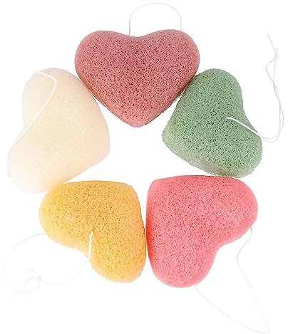 Healeved 5stücke Herzförmige Gesichtsreinigungspads Sanfte Peeling-schwämme Für Tiefenreinigung Wiederverwendbare Umweltfreundliche Gesichtsschwämme in Farben Für Make-up Entfernung Und Öl-