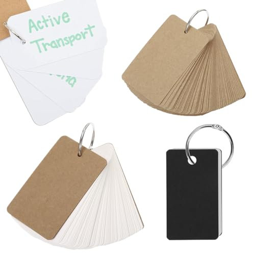 XOUDKE 150 Fiches Bristol, Carte de Révision Fiche de Revision Flash Cards Cartes d'apprentissage avec 8 Anneaux de Reliure pour Étude Mémoire