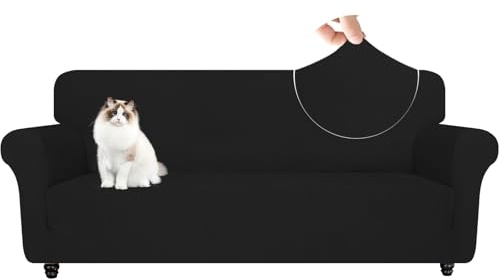 YSTELLAA Housse De Canapé 3 Places Extensible,Universelle, Noir | Housse De Canapé avec Accoudoirs, Protege Sofa, Antidérapante, Résistante Aux Griffures, Antisalissure, Adapté pour Le Salon