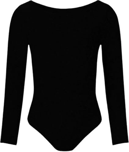 ANZEE Girl Leotard Children Ballet Dance Bodysuit Gymnastics Long Sleeved Dancewear Fancy Dress UK (Black 13)