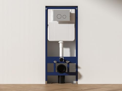 MEJE #038A Élément mural encastré pour réservoir de chasse d'eau avec plaque de déclenchement double flux de couleur argent chromé