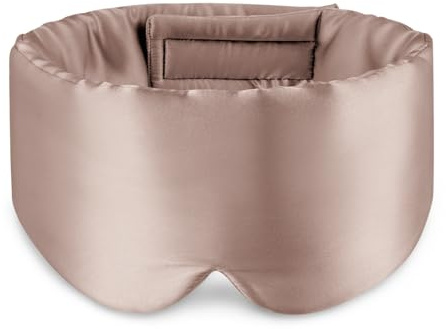 Zenssia 100% Mulberry Silk Sleep Mask Eye Mask for Man and Woman with Adjustable Headband, Full Size Large Sleep Mask & Blindfold for Total Blackout for All Night Sleep, Travel & Nap-Taupe
