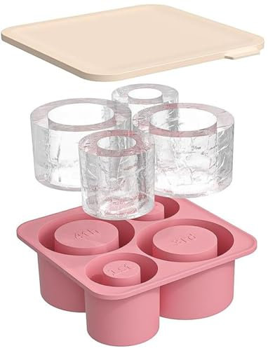 FURNSII Bac à Glaçons pour Stanley Cup, Moule à Glace en Silicone Fabrication de 4 Gros Glaçons Cylindriques, Plateau Bac a Glacons avec Couvercle pour Stanley Thermos Ice Mold