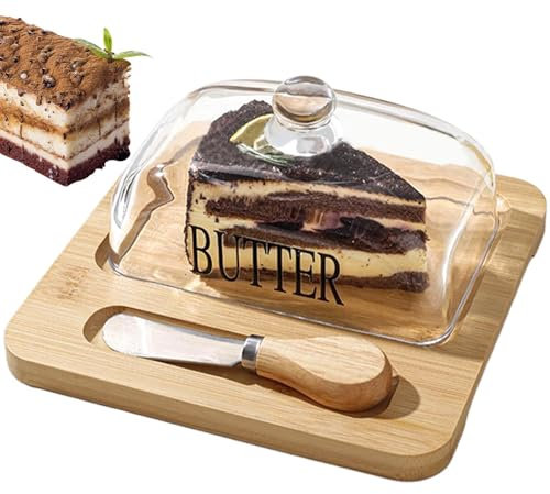 Sghtil Mantequera con tapa, mantequilla con tapa para encimera - Portamantequilla campana de cúpula de queso | Mantequillas, bandeja de mantequilla, cúpula de limón para tarta, postre,