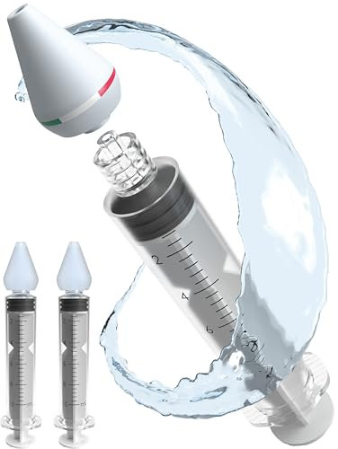 Siringa per Lavaggio Nasale Bambini e Adulti, Kit Pulizia Naso Made in Italy con Oliva Anatomica Morbida e Siringa per Soluzione Fisiologica (2 Olive, 2 Siringhe)