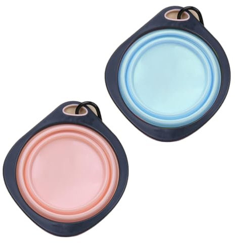 NHPY Hundenapf Faltbar, Reisenapf Hund Faltbar, Silikon Wassernapf für Hunde Unterwegs, Tragbarer Trinknapf Futternapf für Haustiere mit Karabiner, 2 Stück