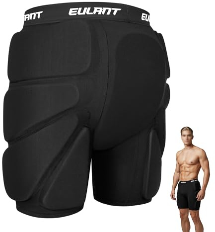 EULANT Pantalones Cortos Acolchados de Protección para Snowboard, Esquí,Patinaje en Scooter, Motociclistas, Protecciones de Glúteos, Almohadillas Protectoras 3D para Cadera, Trasero y Coxis,M