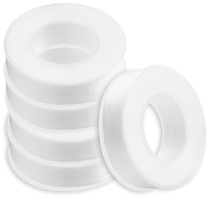 5Pcs PTFE Sealing Tape, Plumbers Tape, PTFE Thread Seal-Tape, Tape-Pack, Teflon PlumbingTape Plumbing Teflontape Plumber Stape to Stop Leaks for Leaking Pipe Thread Screw Head in Bathroom/Kitchen