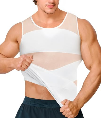 Camisa de compresión Hombre Camiseta Reductora Invisible Faja Reductora elástica para Abdomen Body Shaper (FR/ES, Letras, 4XL, Regular, Regular, Blanco)