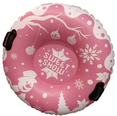Rosa Snow Tube, 100cm Schneeröhren, Verdickt Aufblasbarer Schlitten Schnee Mit Griffen, Winter Sledding Sport Spielzeug Für Kinder Erwachsene