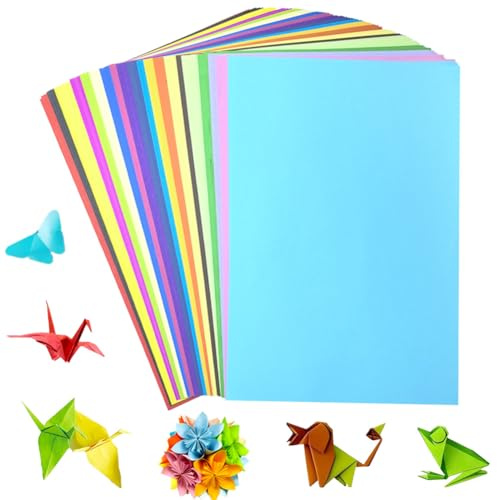 Coloured Paper, 100 Sheets A4 Origami Paper Double Sided 20 Colors 70gsm for Scrapbook Decor, Folding Crafts Kids DIY School Arts Crafts