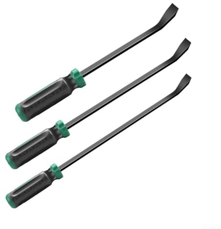 Durashmall Juego de 3 palancas de acero de punta angular con asas de tapa de golpe para reparación de automóviles y tracción de clavos, incluye palancas de 8 pulgadas, 12 pulgadas y 18 pulgadas para