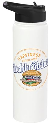 Fish sandwich with Bismarck herring street food souvenir Stainless Steel Insulated Water Bottle