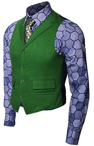 NOFONDA Joker Costume Chemise Veste Cravate, Slim Fit, Tenue de Fantaisie Ensemble pour Halloween Cosplay Noël Accessoires - Costume - S