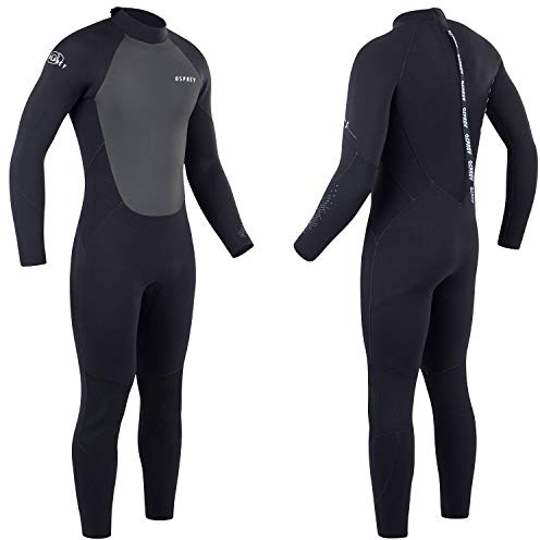 Osprey Mens Full Length 6mm/5mm Winter Wetsuit, Adult Neoprene Surfing Diving Wetsuit, Zero, Black