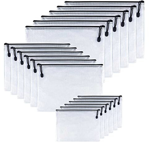 Dokumententasche, 15 Stücke Beutel mit Reißverschluss, A4+A5+A6 Kartenschachtel, Banktasche, Utensilientasche, Beutel mit Reißverschluss Geeignet für Büro Schule