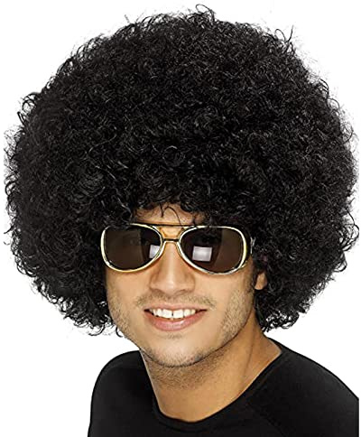 KALUROIL Afro PERÜCKE Lockenkopf Wig Black Afroperücke Lockenperücke Fasching Karneval Unisex 70er Jahre Funky Afro Perücke, One Size, （Schwarz）