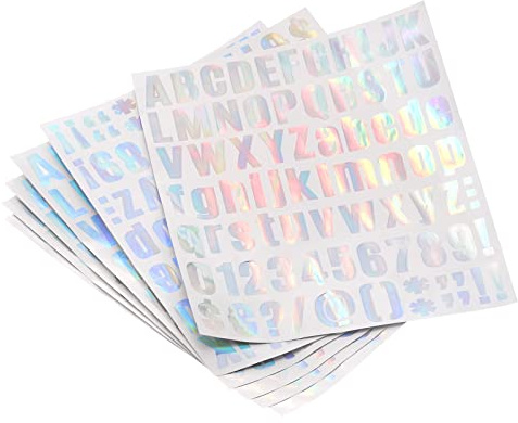 PATIKIL Bokstäver alfabet sifferklistermärken, glitter silver 1 tum reflekterande etiketter självhäftande vinylklistermärke för klassrumsorganisation, skylt, dörr, adress, 8 ark, 81 räkna/ark