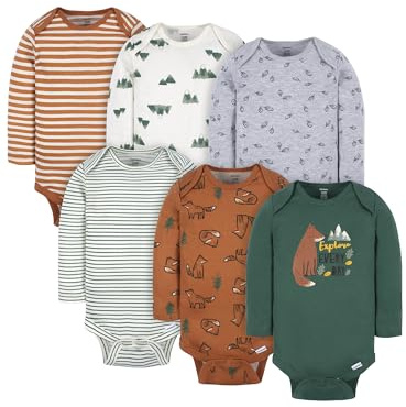 Gerber Baby Boys - Confezione da 6 tutine a maniche lunghe, volpe, 3-6 mesi