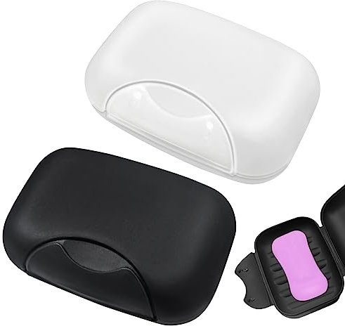 Feibety 2 Pcs Soap Dish with Lid Travel Soap Case Soap Bar Travel Soap Waterproof and Leakproof Soap Box Container Holder closable Soap Bar Dish Storage for Shower Travel Hiking Bathroom,White