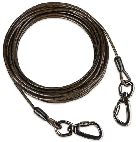 Cable de amarre para perro, 10/20/25/30/50/70/100 pies, adecuado para perros de hasta 350 libras, cable de perro con hebilla giratoria, ligero, no se enrolla, para acampar al aire libre, cable de