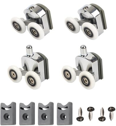 Lot de 4 roulettes pour porte de douche en verre - Hauteur réglable - Double pour le haut et le bas - Convient à tous les types de salles de bain - 23 mm