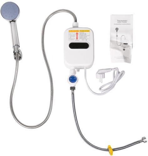 Calentador de Agua InstantáNeo Ducha 220V Grifo de BañO Calentador de Agua Caliente 3500W Pantalla Digital Enchufe de la UE