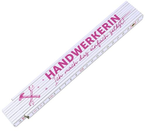 GRAVURZEILE Zollstock 2 Meter mit UV Druck - Handwerkerin - Gliedermaßstab mit Winkelanzeige - Aus Buchenholz - Geschenke für Frauen Mama und Tante Farbe Ich mach das selbst
