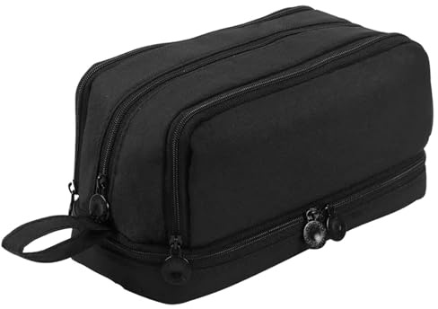 Estuche Escolar para Lápices, Estuche para Lápices de Gran Capacidad con 4 Compartimentos, Caja Grande para Artículos de Papelería, Artículos de Oficina, Estuche para Cosméticos para Niñas, Negro
