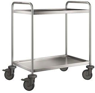 BPRO | Blanco Edelstahl-Servierwagen | mit 2 Etagen | 120 kg Traglast | LxBxH 900 x 600 x 950 mm