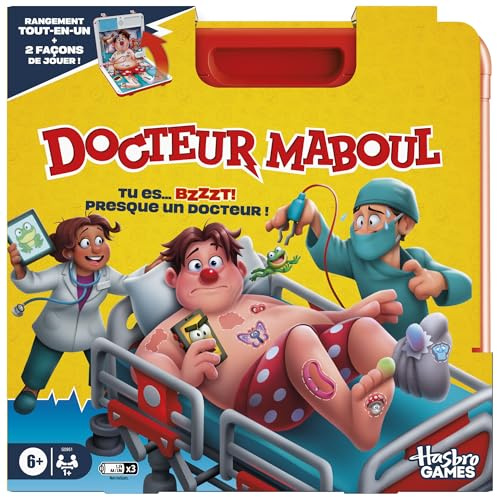 Hasbro Gaming Docteur Maboul, Jeu de Plateau électronique avec Mallette de Transport Tout-en-Un - Version française, Jeu de Société Moderne pour Enfants et Famille, avec Mallette, 2 Modes de Jeu
