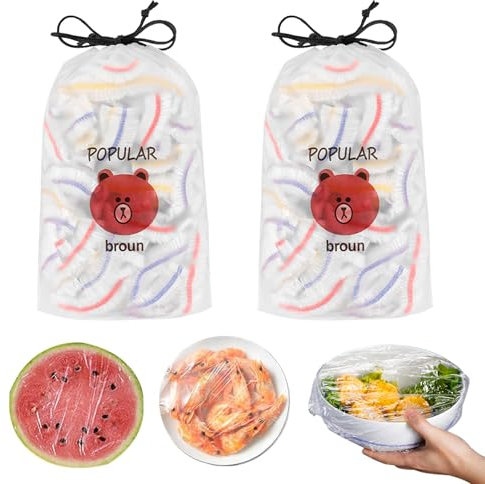 KUBDPQOR Couvre plat réutilisable – 2 paquets de 100 films alimentaires professionnels, pratiques pour la conservation des aliments