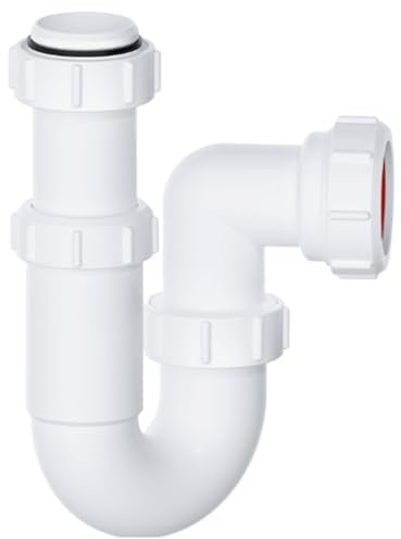 Hulthor 40mm P Trap Adjustable Sink Waste Sink Trap, Easy Fit for Bathroom and Kitchen Sink Waste Fittings, Suits 40mm/ 1.5 Waste Pipe